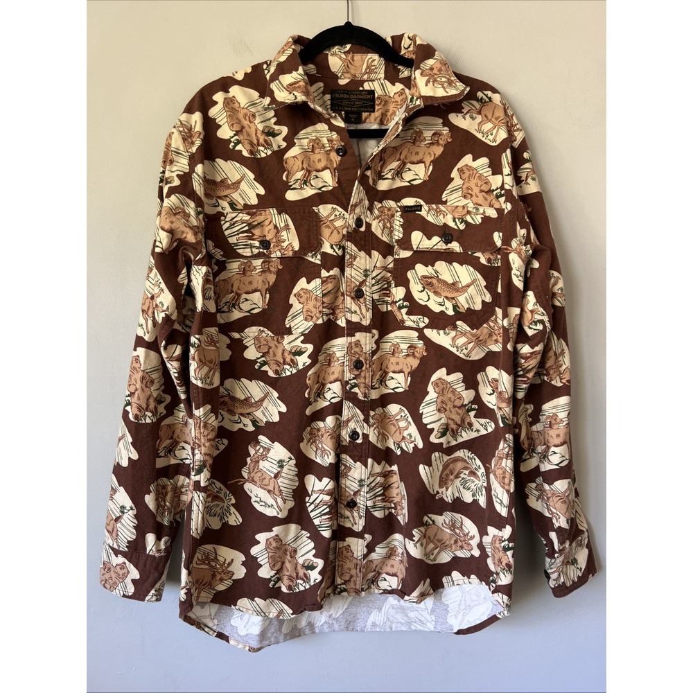 Filson Field Flannel Shirt Mens Medium Brown Sorel Horse Outdoor Limited Ed